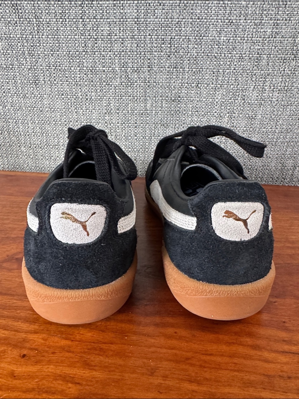 Puma Men's Black & White Suede Sneakers with Gum Sole - Picture 4 of 11